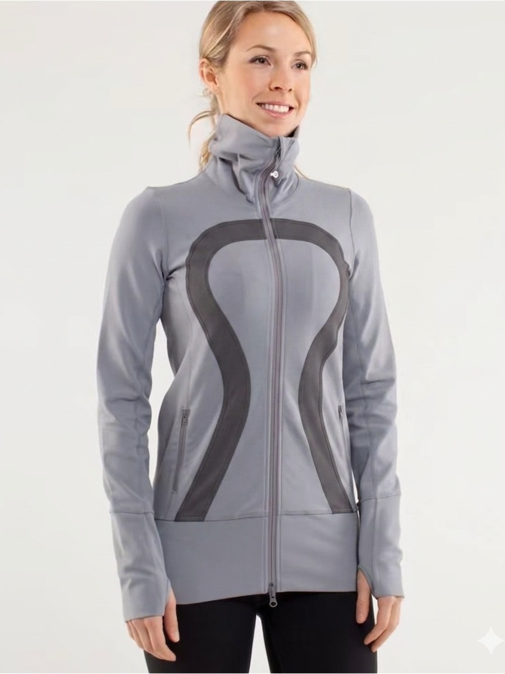 LULULEMON In Stride Women's Gray Full-Zip Athletic Jacket Sweatshirt Size 10